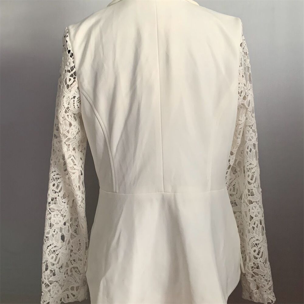 Dennis Basso Women's Ivory Lace Sleeve‎ Blazer Jacket Size 6 US - Picture 11 of 11